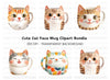 Cute Cat Mugs Clipart Bundle