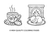 Cozy Christmas Fireplace Cat Coloring Books