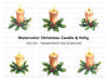 Christmas Candles with Holly Clipart Bundle