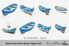 Blue Boats Clipart Bundle