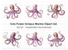 Purple Octopus Clipart Bundle