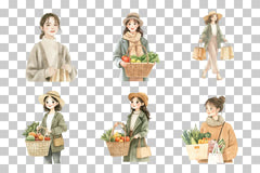 Women's Grocery Shopping Clipart Bundle - CraftNest - Digital Crafting and Art