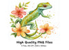Floral Gecko Clipart Bundle