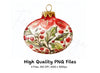 Red and Gold Christmas Ornaments Clipart Bundle