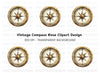 Gold Compass Clipart Bundle