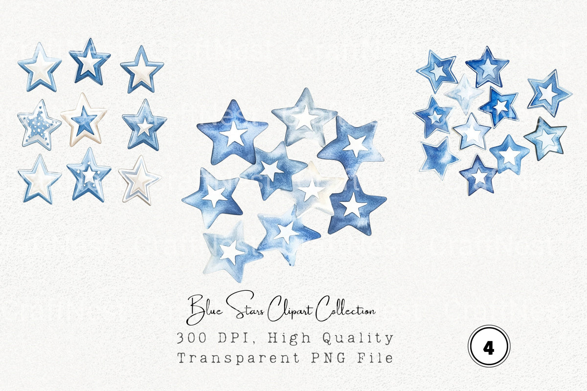 Blue Stars Clipart Bundle