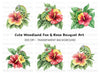 Cute Chameleon on Hibiscus Clipart Bundle