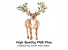 Christmas Holly Deer Clipart Bundle