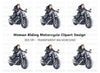 Woman Riding Motorcycle Clipart Bundle