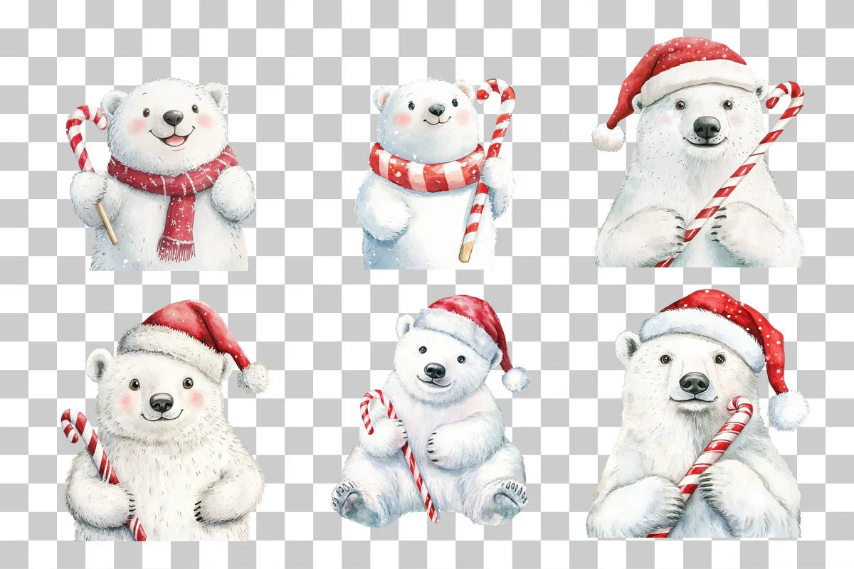 Adorable Holiday Polar Bear Clipart Bundle - CraftNest - Digital Crafting and Art