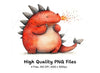 Cute Red Dragon Clipart Bundle