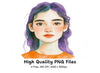 Cute Girls with Purple Hair Clipart Bundle