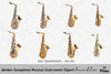 Golden Saxophone Musical Instrument Clipart Bundle