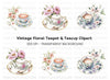 Charming Floral Teacups and Pots Clipart Bundle