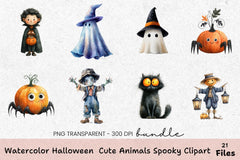 Halloween Cute Animals Spooky Clipart Bundle - CraftNest - Digital Crafting and Art