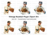 Retro Baseball Players Duo Clipart Bundle
