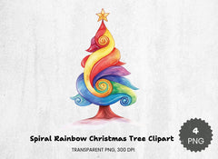 Spiral Rainbow Christmas Tree Clipart Bundle - CraftNest - Digital Crafting and Art