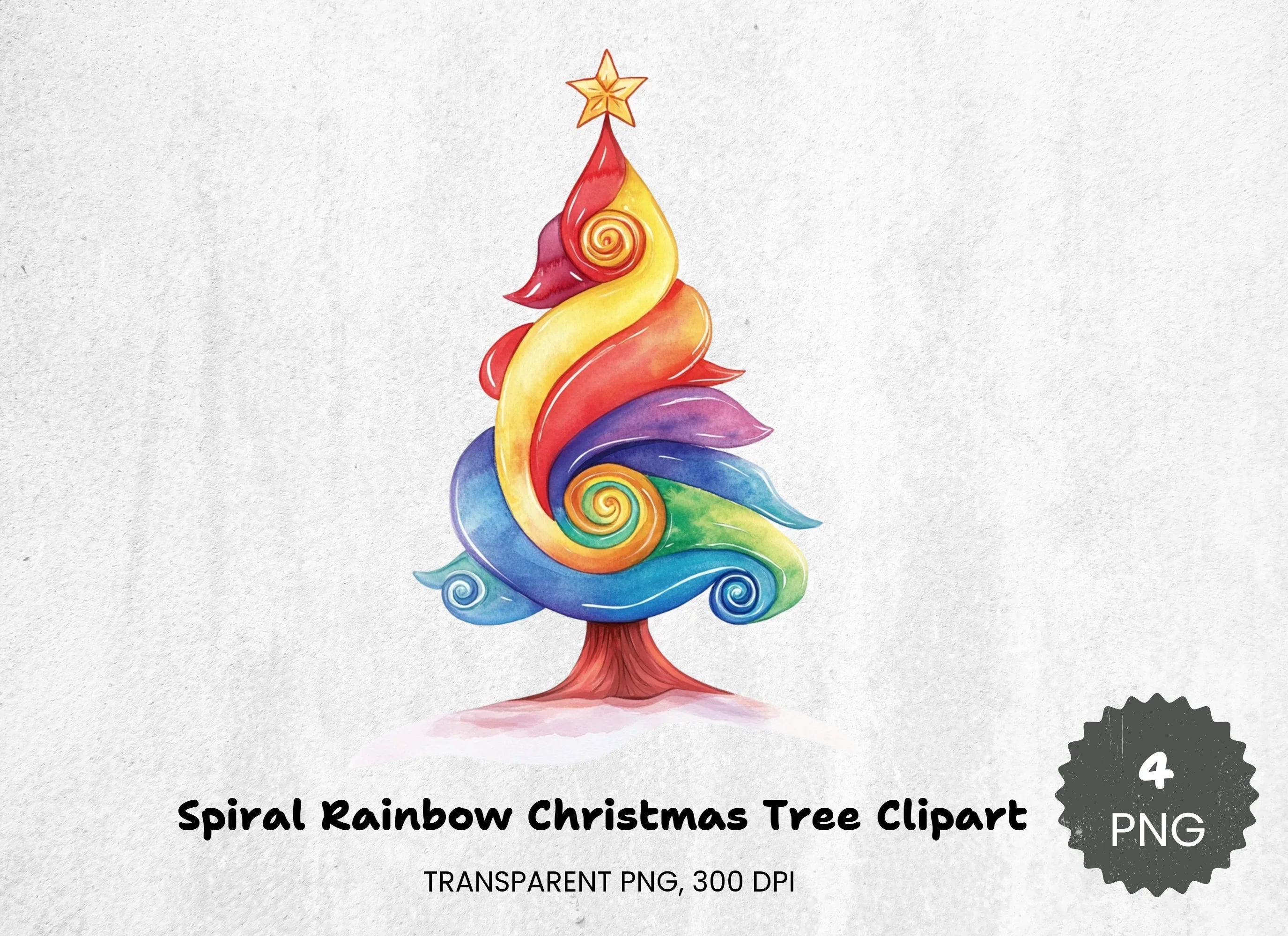Spiral Rainbow Christmas Tree Clipart Bundle - CraftNest - Digital Crafting and Art