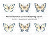 Elegant Blue and Cream Butterfly Clipart Bundle