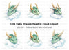 Cute Cloud Dragon Heads Clipart Bundle