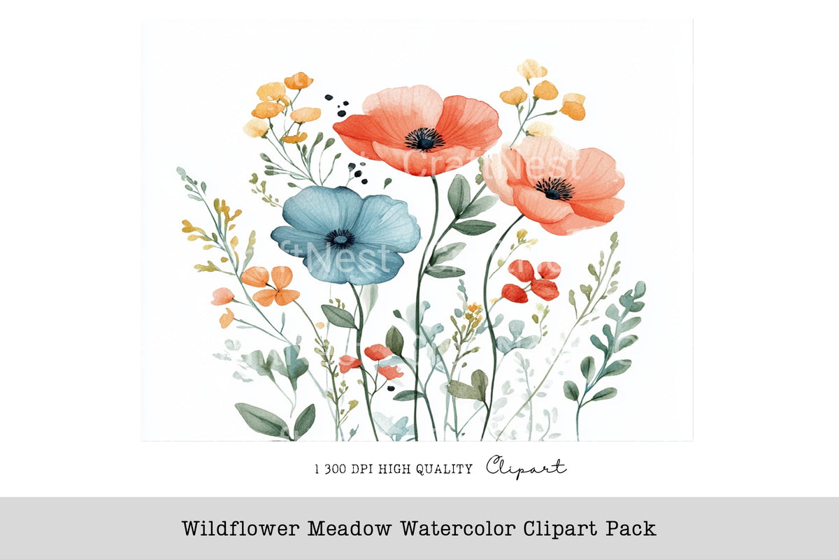 Wildflower Meadow Packs Clipart Bundle