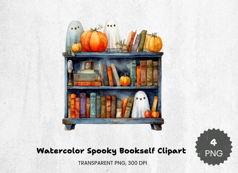 Spooky Bookshelf Clipart Bundle - CraftNest - Digital Crafting and Art
