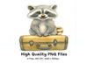 Traveling Raccoon Clipart Bundle