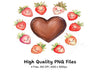 Cute Strawberry Chocolate Heart Clipart Bundle