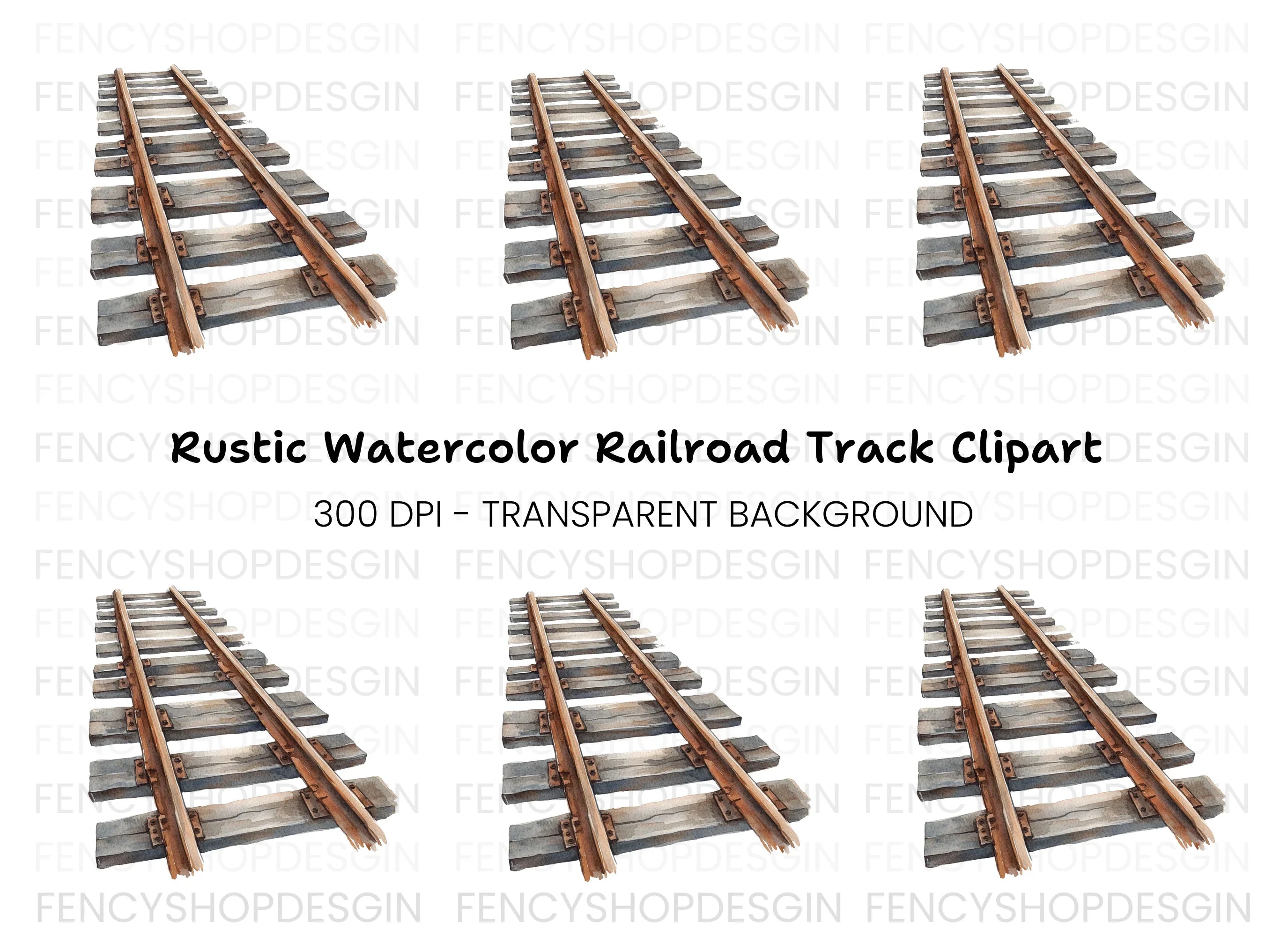 Vintage Train Tracks Clipart Bundle