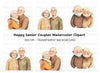 Happy Senior Couples Hugging Clipart Bundle