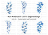 Elegant Blue Leaves Clipart Bundle