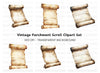 Rustic Parchment Scroll Clipart Bundle