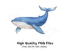 Blue Whale Ocean Clipart Bundle