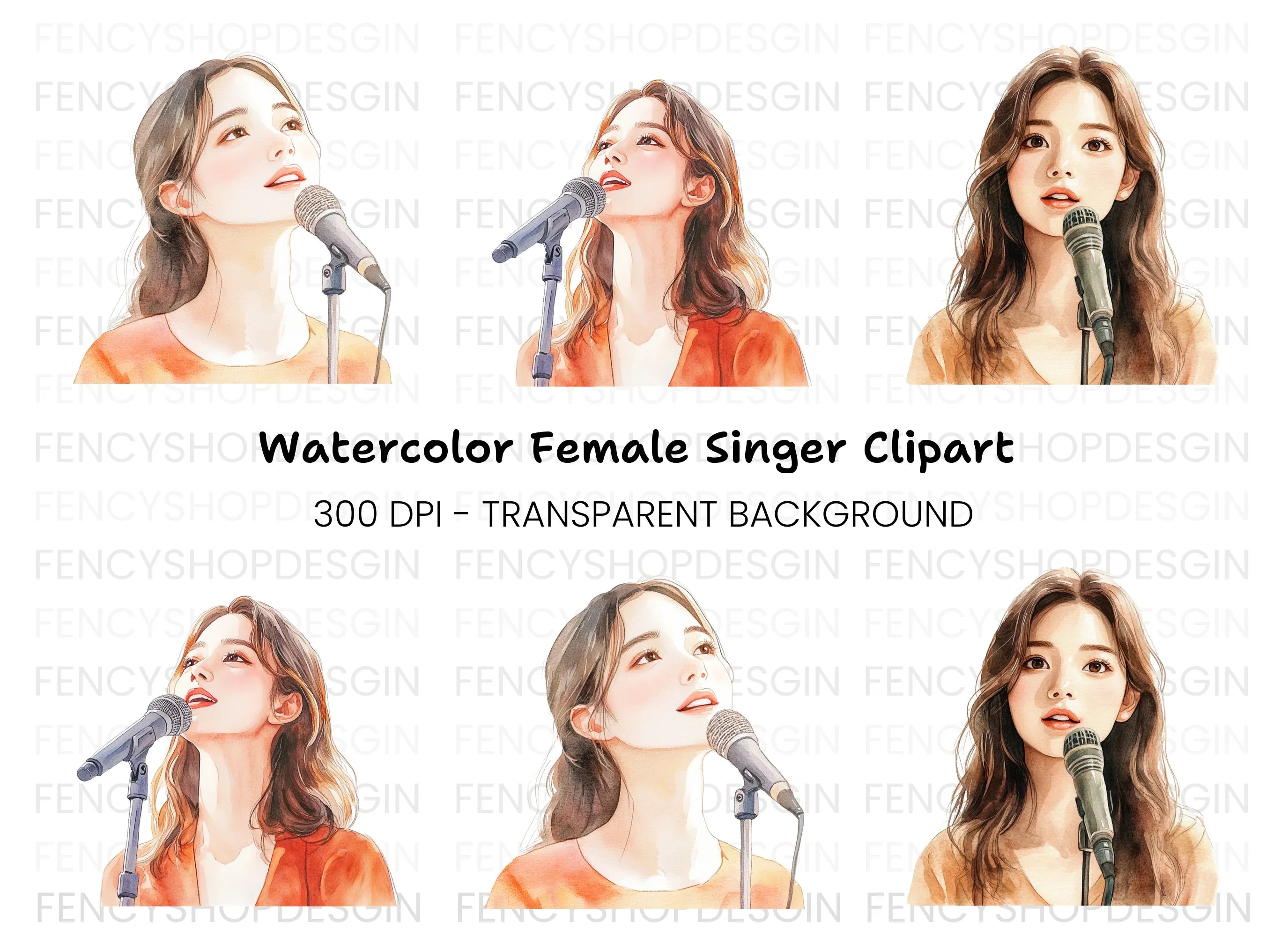Female Singer Clipart Bundle