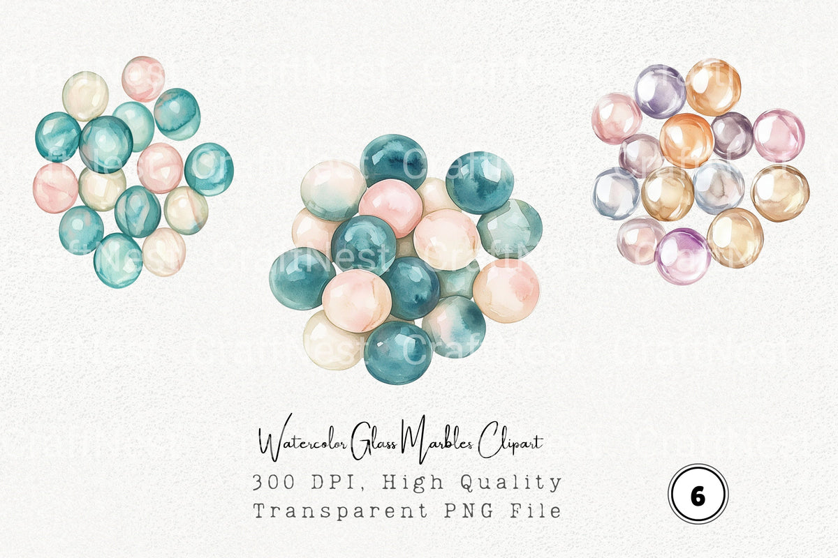 Glass Marbles Clipart Bundle