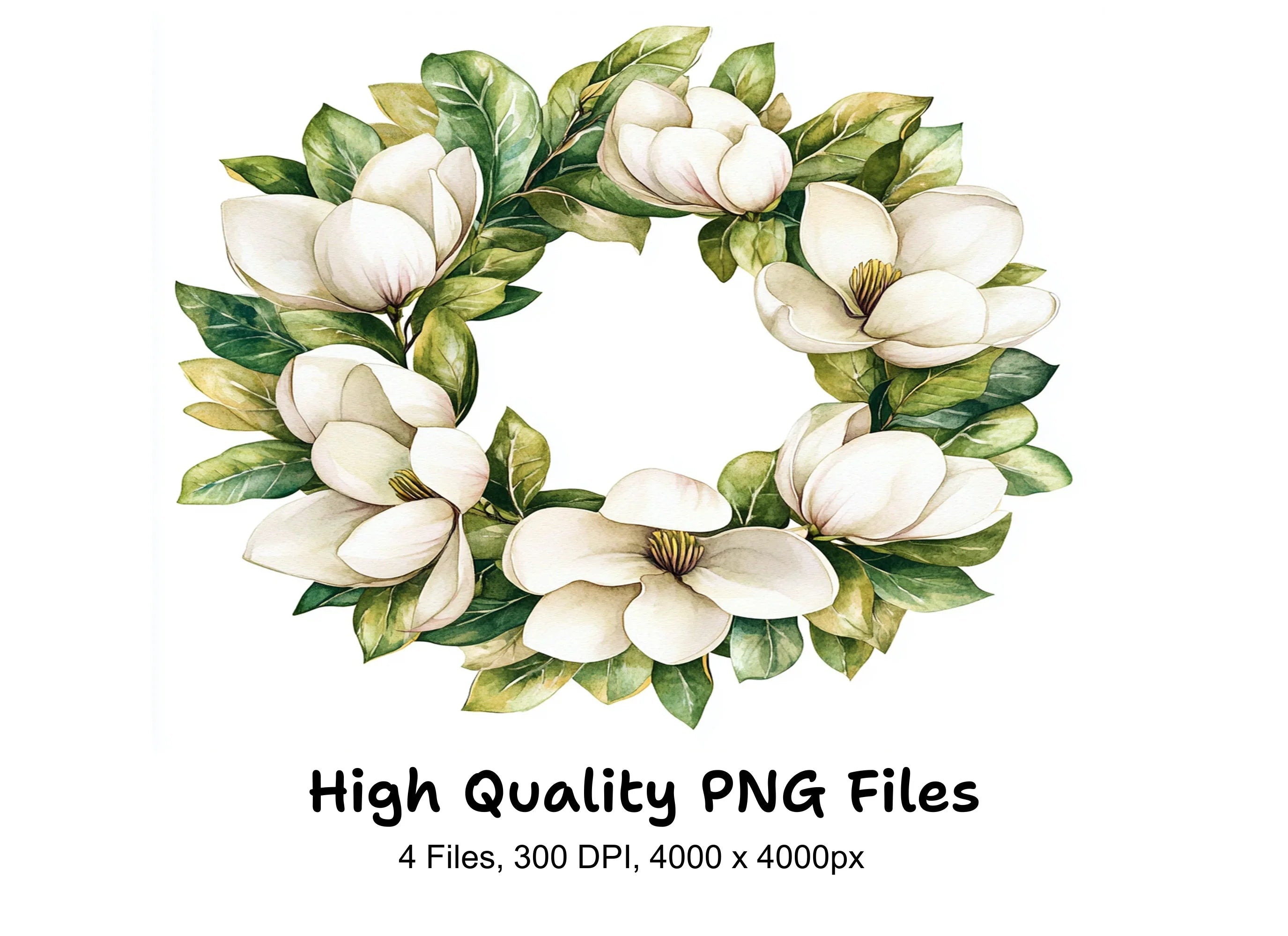 Elegant Magnolia Wreaths Clipart Bundle