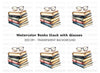 Stack of Books with Glasses Clipart Bundle