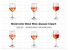 Rose Wine Glass Clipart Bundle