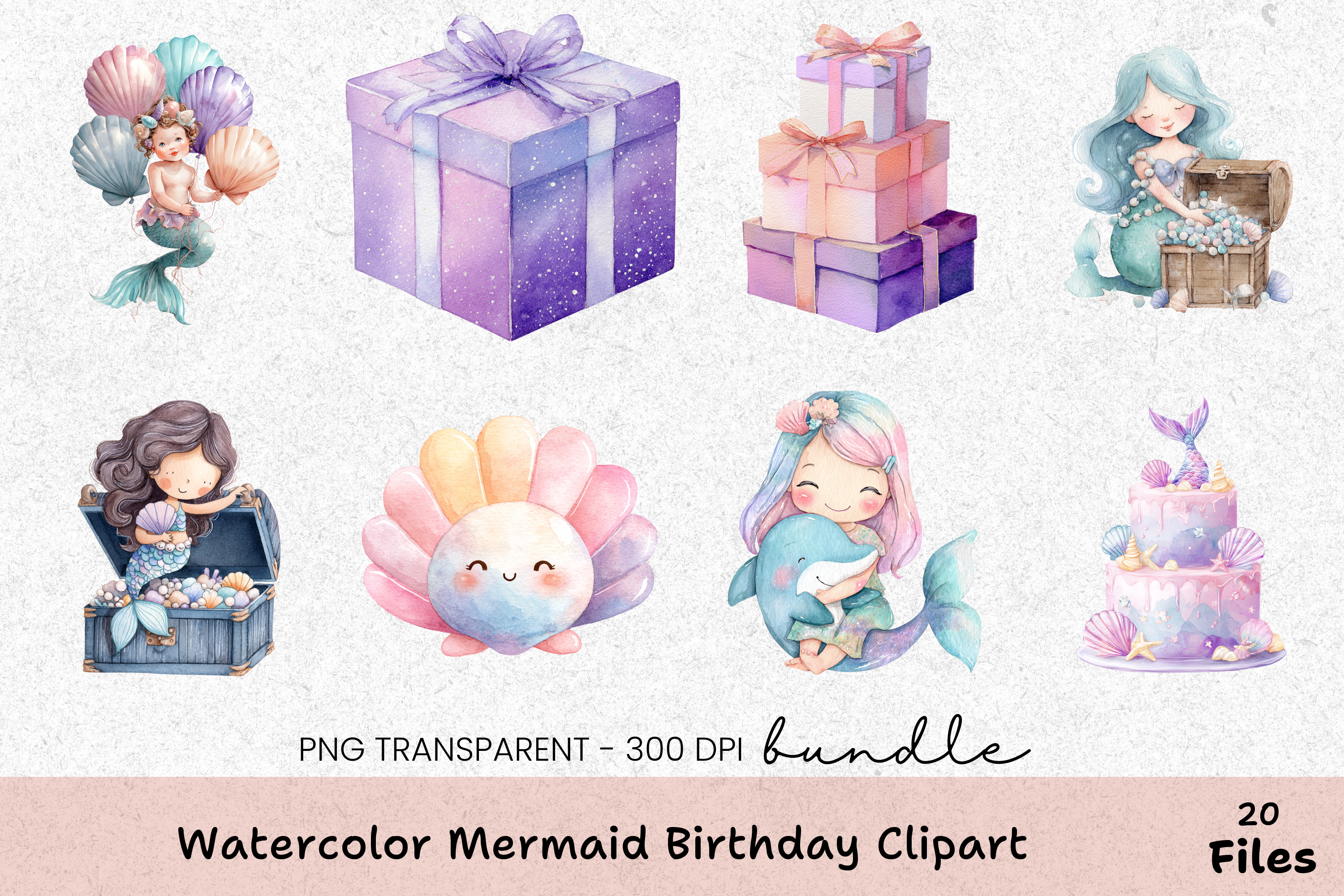 Mermaid Birthday Clipart Bundle