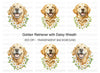 Golden Retriever Daisy Wreath Clipart Bundle