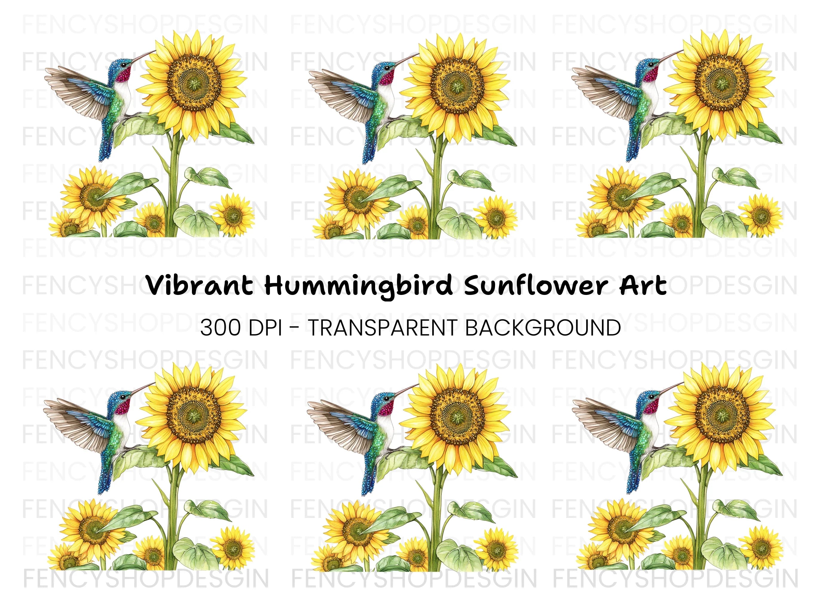 Hummingbird and Sunflower Clipart Bundle