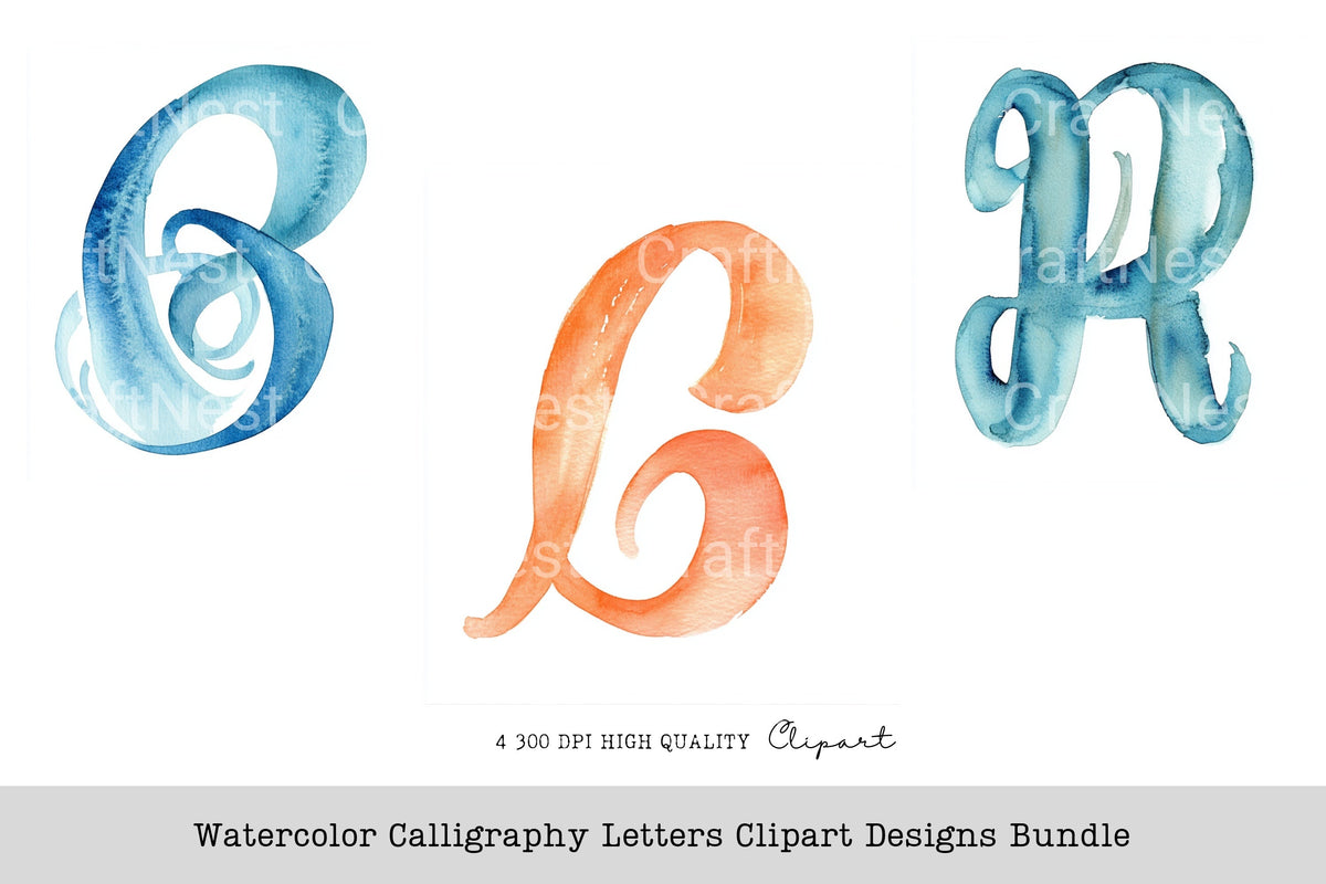 Calligraphy Letters Designs Clipart Bundle