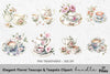 Elegant Floral Teacups & Teapots Clipart Bundle