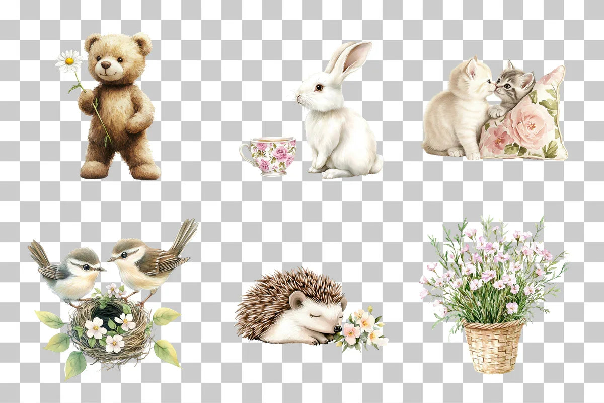 Whimsical Animals and Floral Clipart Bundle - CraftNest - Digital Crafting and Art