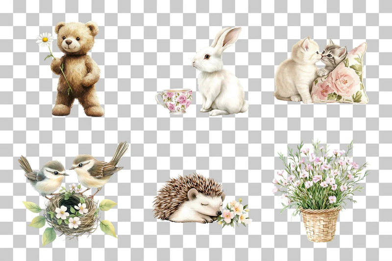 Whimsical Animals and Floral Clipart Bundle - CraftNest - Digital Crafting and Art