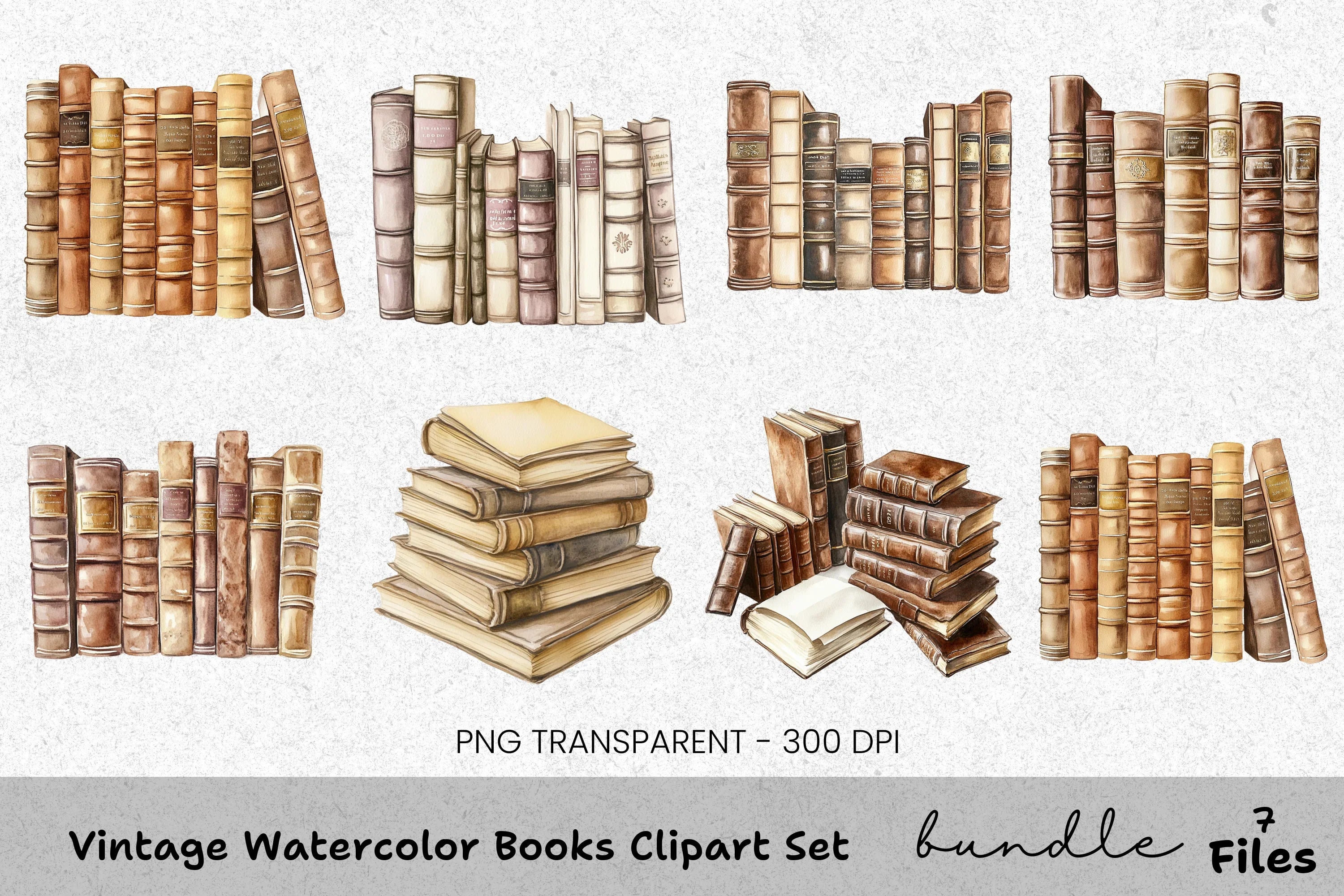 Vintage Books Clipart Bundle