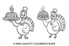 Cute Turkeys with Waffles Coloring Books