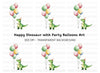 Cute Dinosaur Birthday Party Clipart Bundle