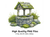 Mossy Stone Wishing Well Clipart Bundle