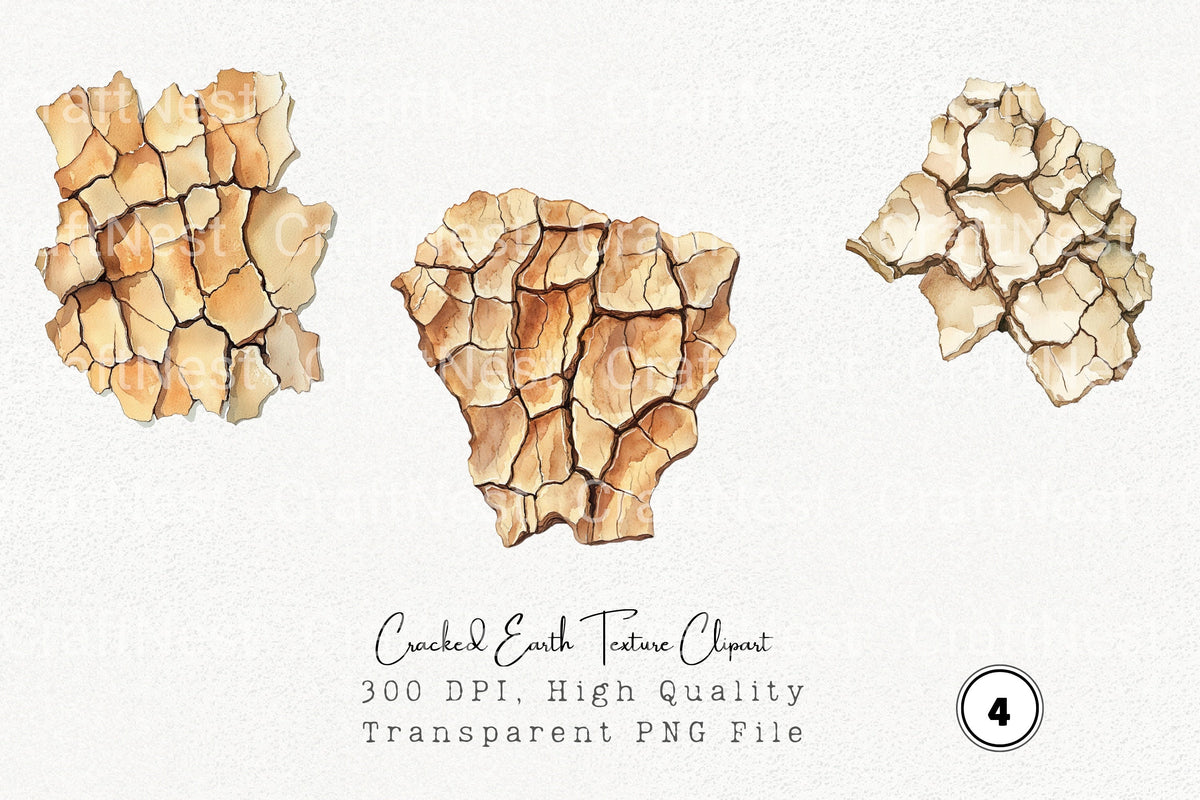 Cracked Earth Texture Clipart Bundle